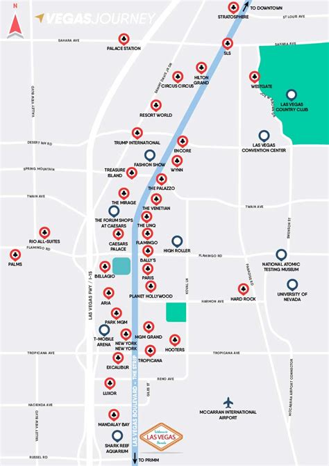 Las Vegas Strip Map | Las Vegas Maps | VegasJourney.com