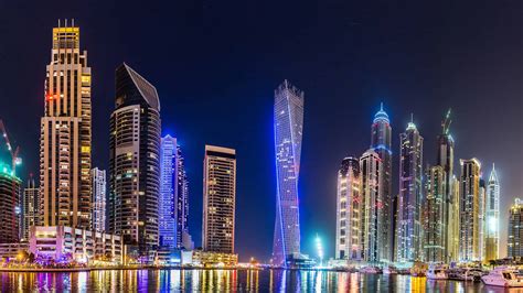 Dubai Skyline At Night UHD 4K Wallpaper | Pixelz