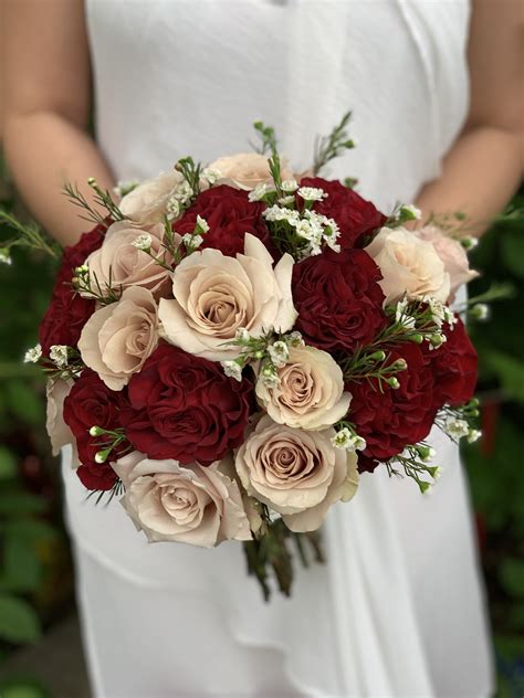 Champagne and Burgundy Bridal Bouquet – Fresno Florist | Signature Floral Designs | Fresno TX ...