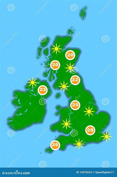 Hot UK Weather Map Stock Photography - Image: 14970242