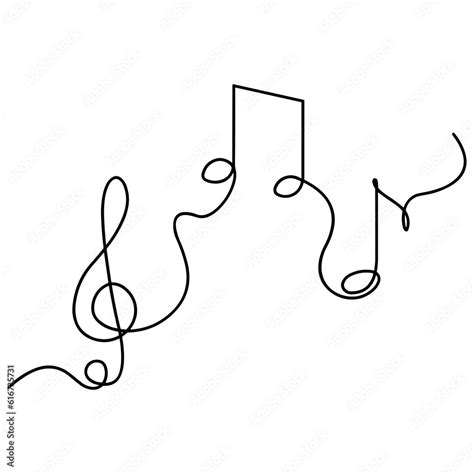 Vector Treble Clef. Outline vector linear drawing on a transparent ...