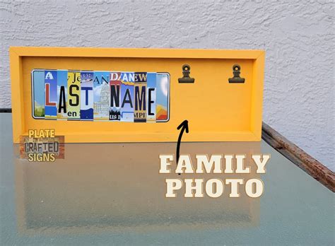 Personalized Family License Plate Sign With Photo Clips Handmade Housewarming Gift Custom Last ...