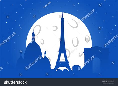 Paris Night Silhouette Stock Vector (Royalty Free) 392376205 | Shutterstock