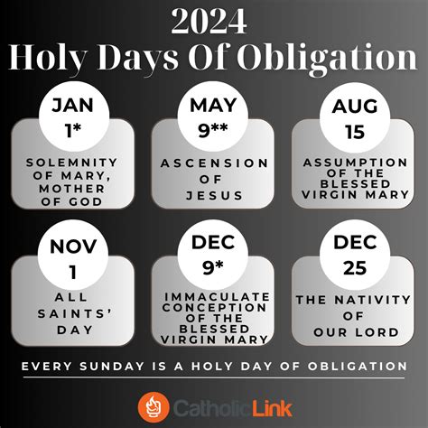 2024 Holy Days Of Obligation In The Catholic Church - Catholic-Link