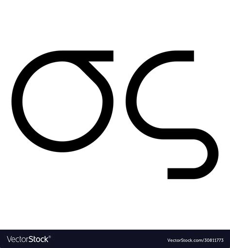 Sigma greek symbol small letter lowercase font Vector Image