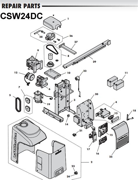 Liftmaster CSW24DC Swing Gate Operator Parts breakdown