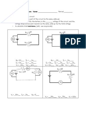 parallelCircuitWkst.pdf - Worksheet: Parallel Circuit Problems ... - Worksheets Library