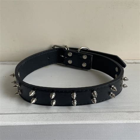 Spike leather choker - Depop