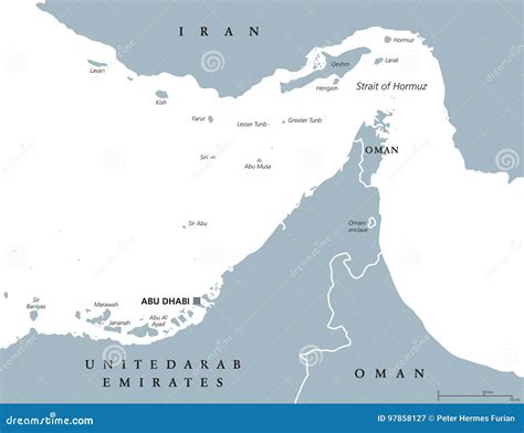 Strait of Hormuz Region Political Map Stock Vector - Illustration of oman, english: 97858127