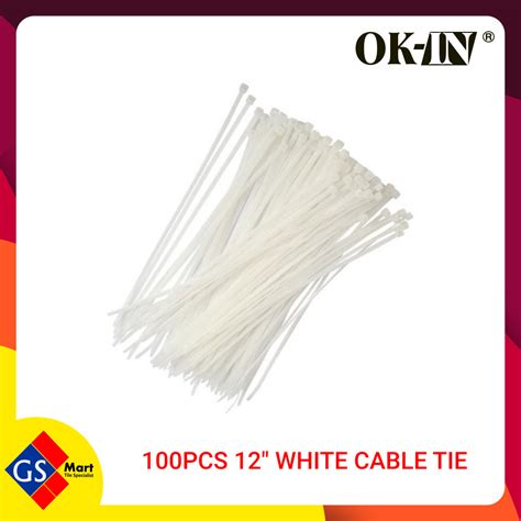 100PCS 12" WHITE CABLE TIE