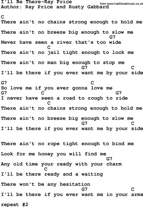 Country Music:I'll Be There-Ray Price Lyrics and Chords