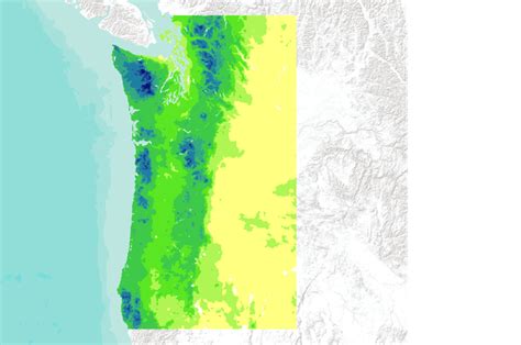 Projected (2070-2099) mean monthly precipitation (mm) under CSIRO A2 for western Oregon and ...