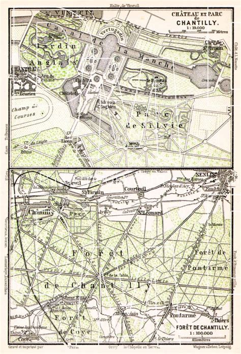 Old map of Chantilly with Château de Chantilly in 1931. Buy vintage map replica poster print or ...