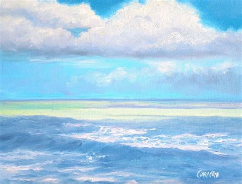 Carmen Beecher: Original Oil Painting on Canvas, Ocean Clouds, 8x10 ...