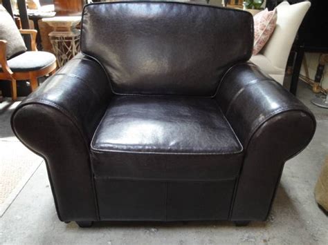 Club Chair: Dark Brown Leather-Rolled ... • Psw