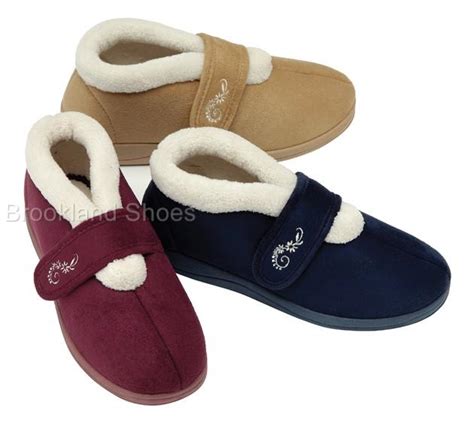 Women's Dunlop Wide Fit Velcro Adjustable Slippers | eBay