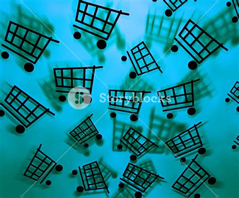 Blue Shopping Cart Background Royalty-Free Stock Image - Storyblocks