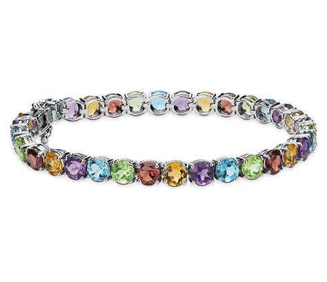 Multicolored Gemstone Bracelet in Sterling Silver (5mm) | Blue Nile | Blue topaz bracelet ...