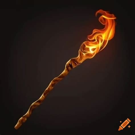 Glowing wooden wizard staff on dark background on Craiyon