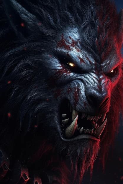 A werewolf with blood on his face | Premium AI-generated image