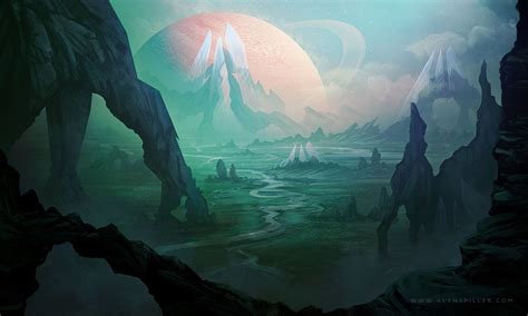 Alien Planet by AlynSpiller | Fantasy art landscapes, Sci fi concept art, Landscape drawings