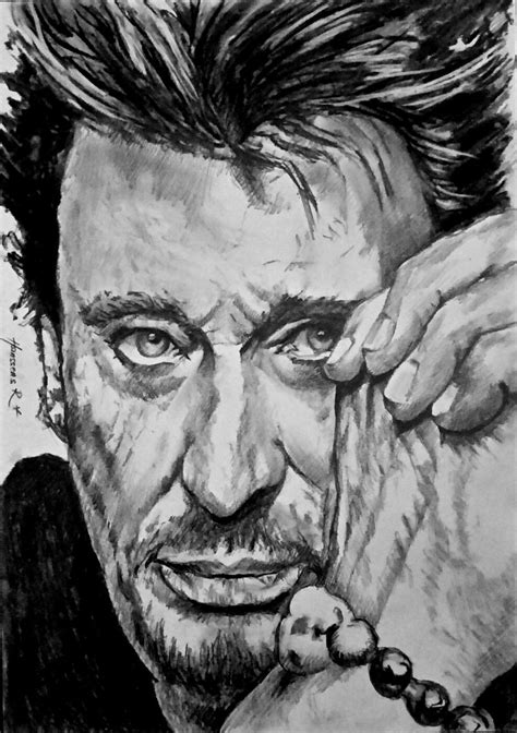 Johnny Hallyday memory# Charcoal & graphite drawing by Richard Hanssens Caricatures, Graphite ...