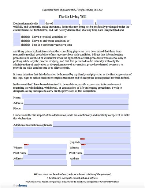 Florida Living Will Form 2021 - Living Will Forms Free Printable