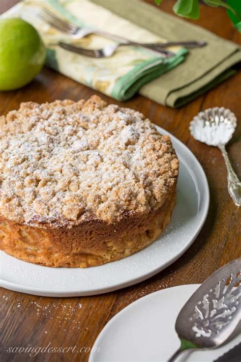 Irish Apple Crumble Cake with Apple Brandy Sauce - Saving Room for Dessert