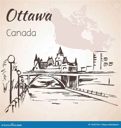 Ottawa Rideau Canal Courtesy. Ottawa and Map Stock Vector ...