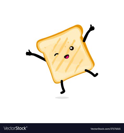 Cute happy cartoon funny toast icon smiling toast Vector Image