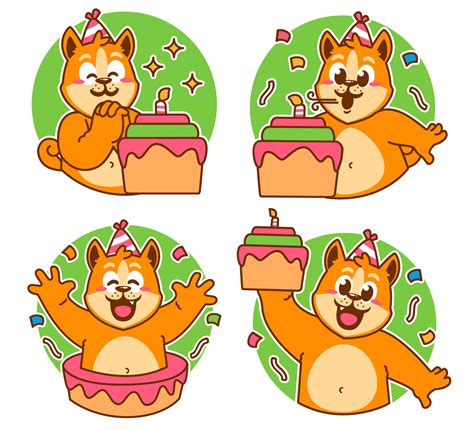 Birthday Shiba Inu stickers 26563063 Vector Art at Vecteezy