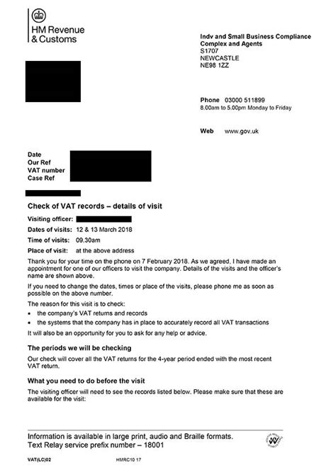 Sample HMRC letters | Business Advice Services