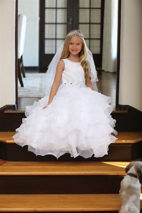 Lace First Communion Dress with Layered Ruffles | Lace First Communion ...