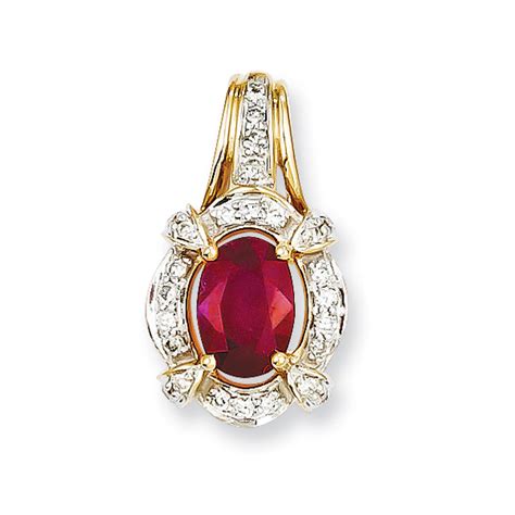 14K Yellow Gold Ruby & Diamond Pendant