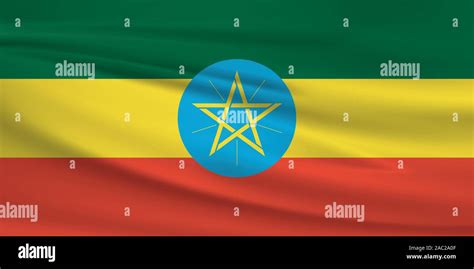 Waving Ethiopia flag, official colors and ratio correct. Ethiopia ...