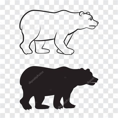 A bear. Outline and silhouette on transparent background. — Stock Vector © Lenoleum #159334858