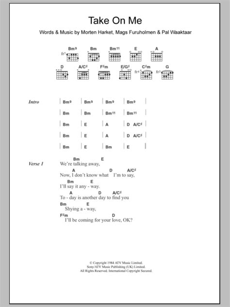 Take On Me by a-ha - Guitar Chords/Lyrics - Guitar Instructor