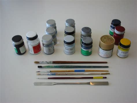 Water based model paints, brushes, stirrer | IMG_5325 | Bill Abbott | Flickr