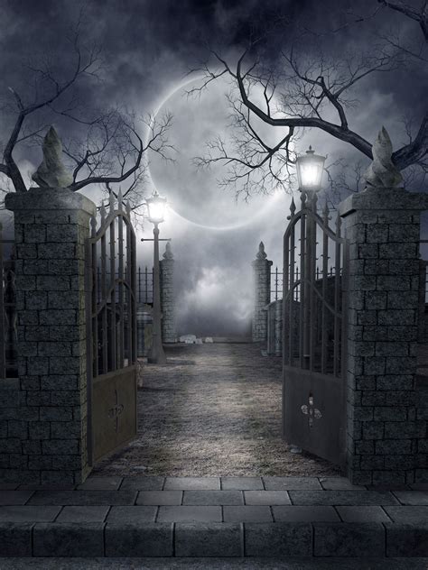 2021 Halloween Night Moon Gothic Graveyard Vinyl Photography Backdrops Dead Tree Photo Booth ...