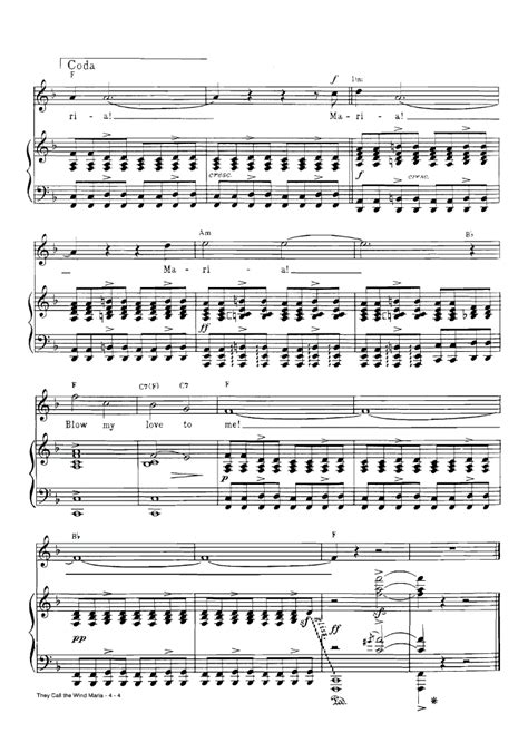 THEY CALL THE WIND MARIA Piano Sheet music | Easy Sheet Music