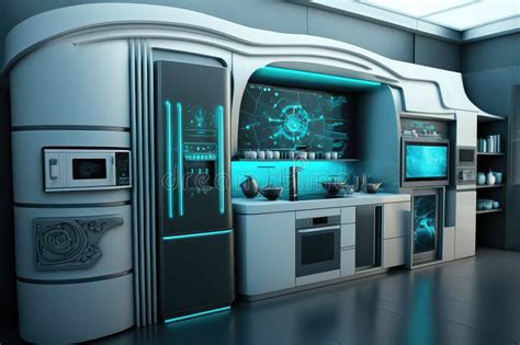 Futuristic Kitchen, with Sleek and Futuristic Design, Featuring State-of-the-art Appliances and ...