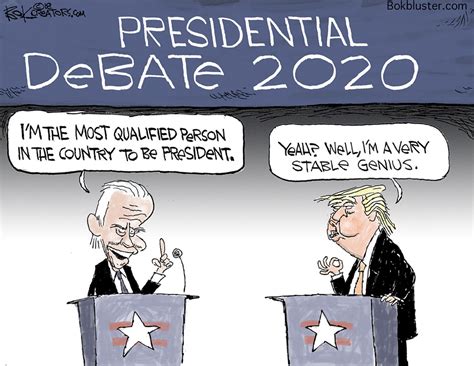 Political cartoon U.S. 2020 presidential debate Joe Biden most qualified to be president Trump ...