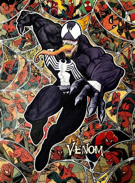 Venom Spider-Man Marvel Comic Book Artwork Tribute Web Collage Fine Art Canvas | eBay