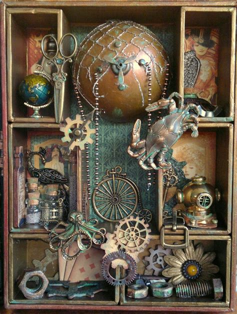 STEAMPUNK SHADOW BOX WITH A SECRET | Shadow box art, Shadow box kits, Assemblage art