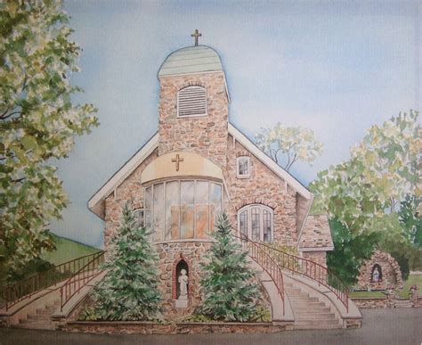 Watercolor painting of church watercolor St. Roch's