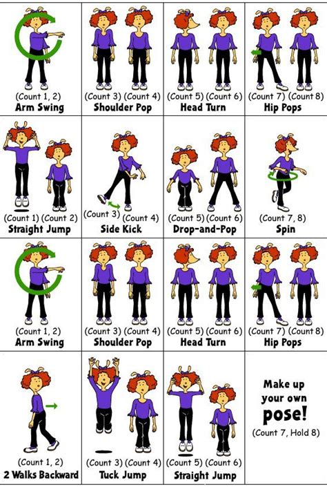 Dance moves for kids: prunella's dance steps from PBS (Free Printable) | Teach dance, Dance ...