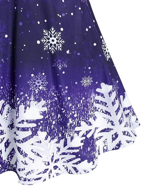 [34% OFF] 2020 Snowflake Print Ombre Color Christmas Dress In DEEP BLUE ...