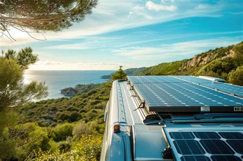 Solar Panels on a Camper Van Roof, Illustrating Mobile and Off-grid ...