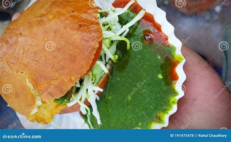 Indian style street burger stock photo. Image of dish - 191475478