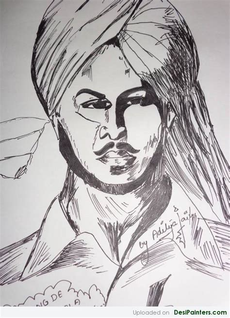 Pencil Sketch Of Bhagat Singh - Desi Painters